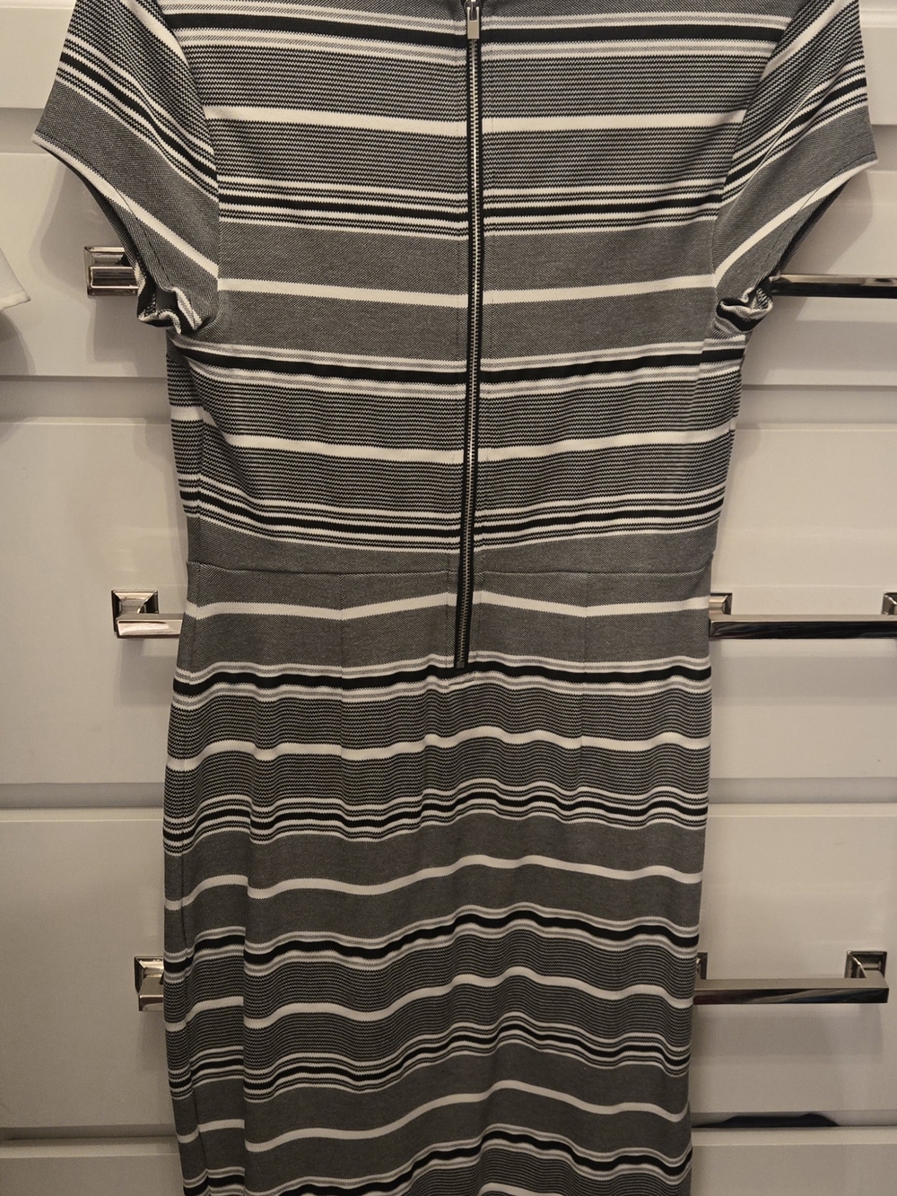 Express Black and Silver Zip-Accent Dress - Picture 3 of 4